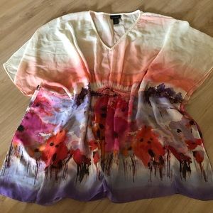 Sheer Lane Bryant watercolor tunic